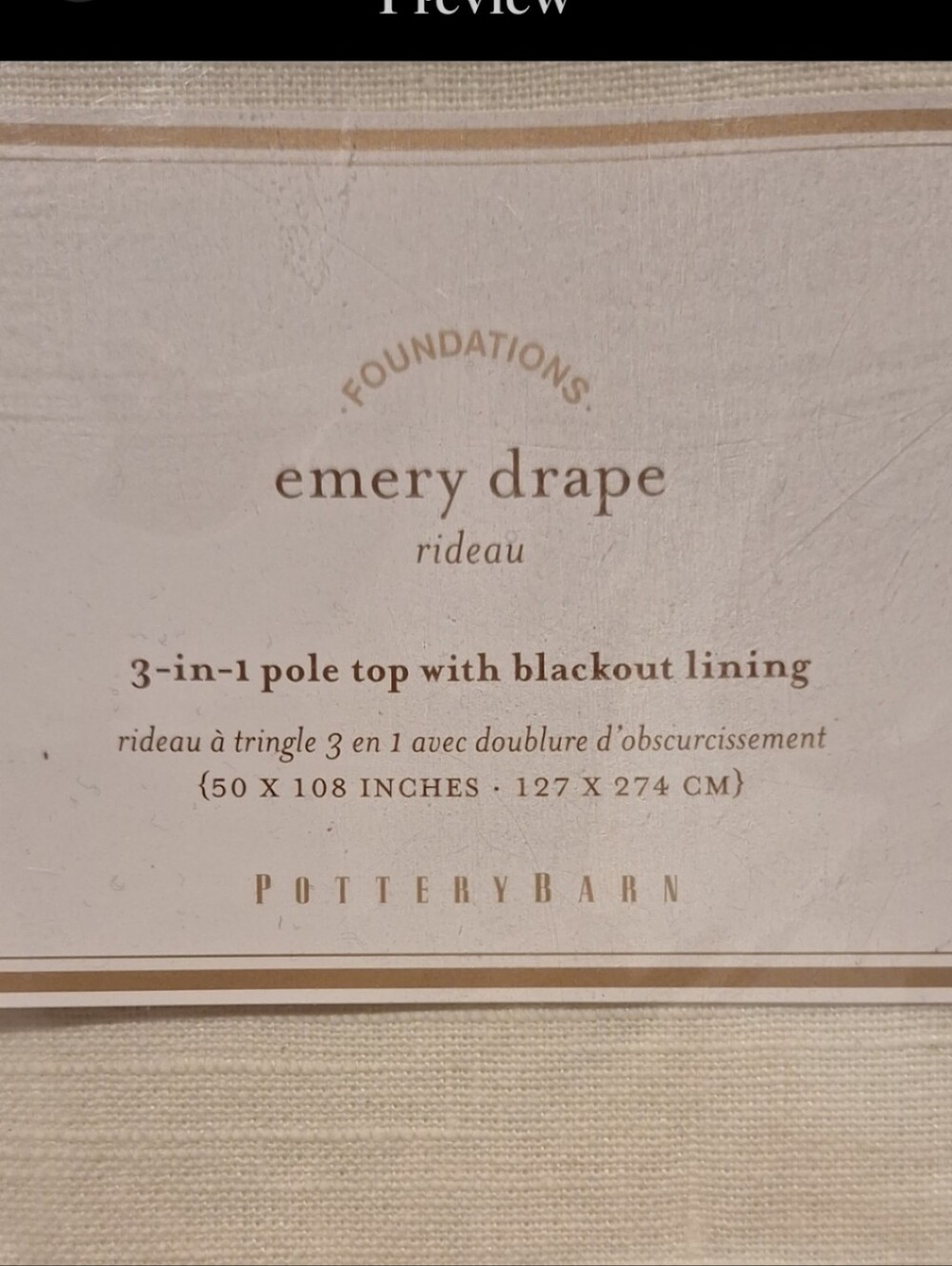 Pottery Barn Single Panel Emery Drape